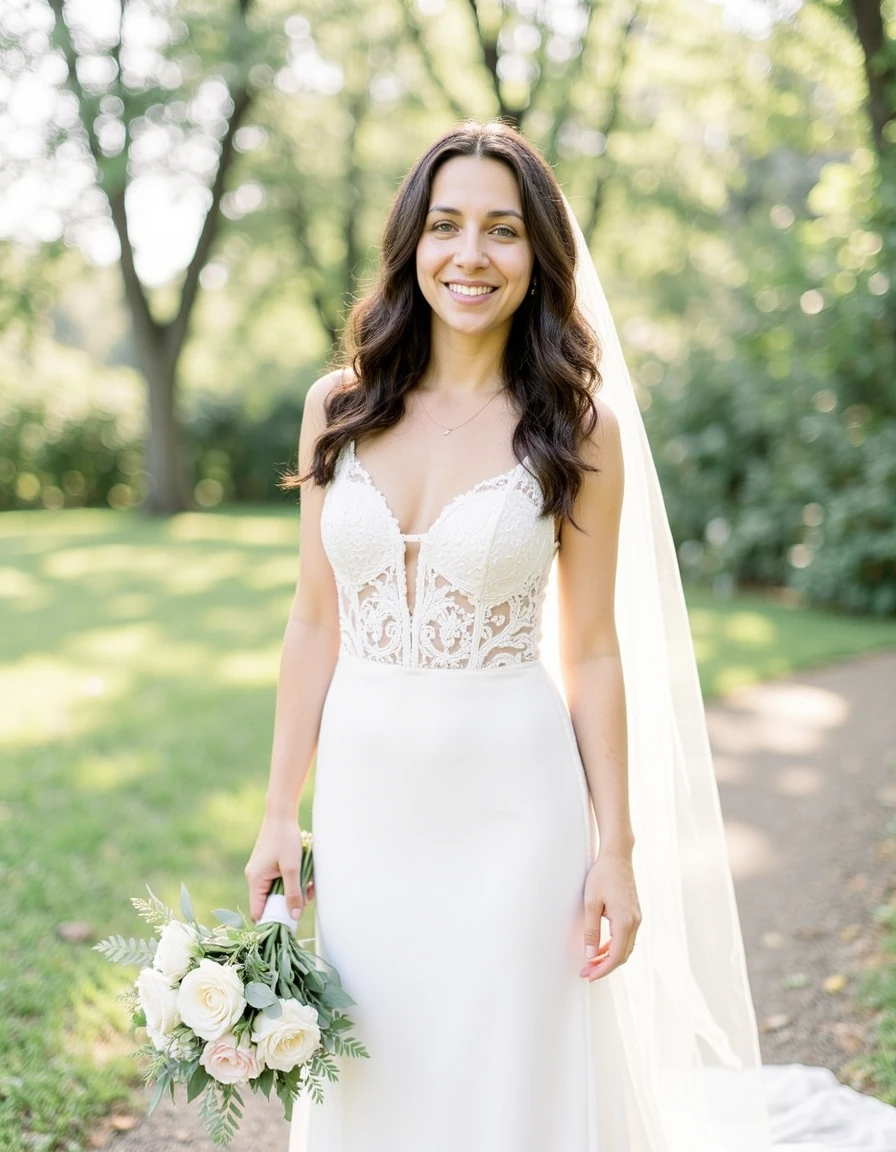 AI-generated bridal portrait in a white wedding gown and veil
