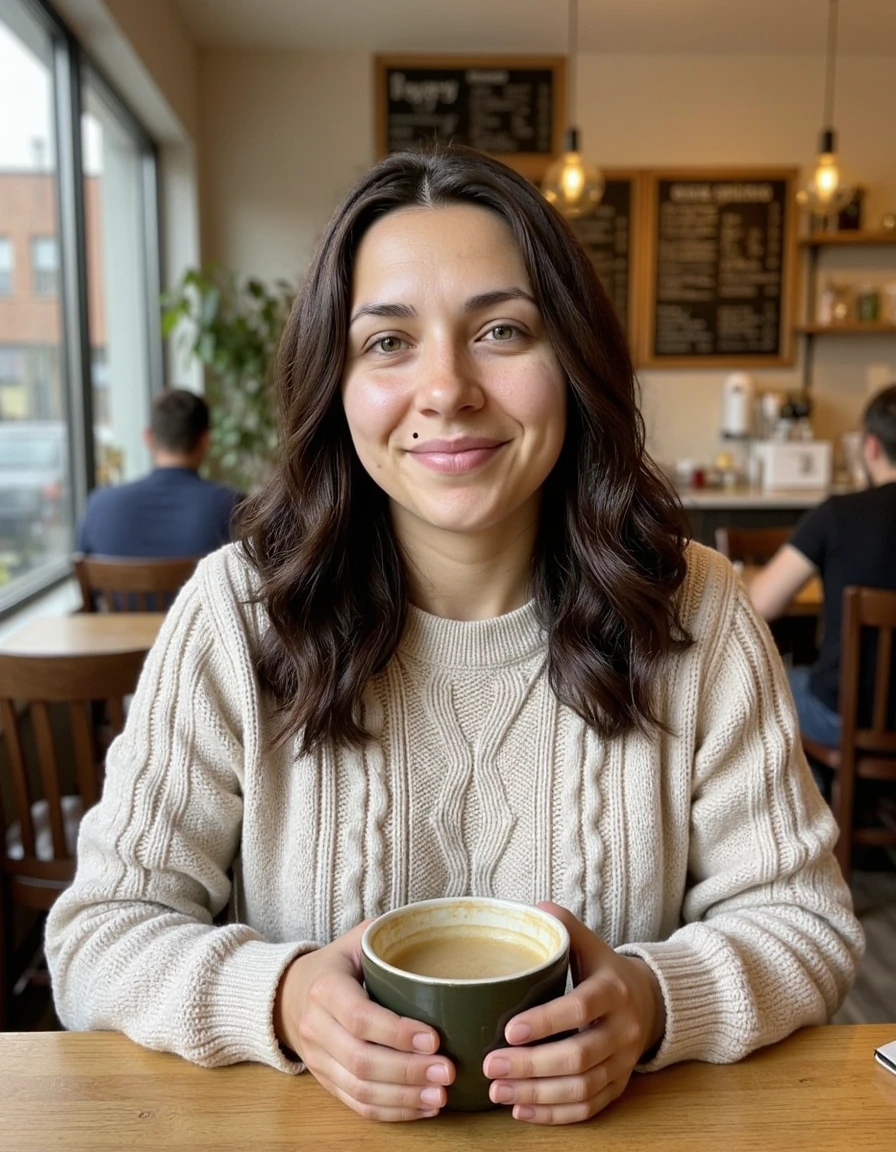 AI-generated cozy cafe portrait